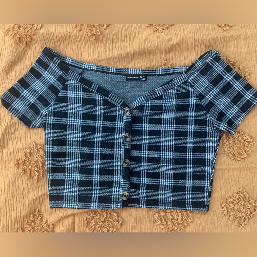 Black & White Plaid Crop Top